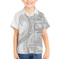 Tonga White Sunday Family Matching Off Shoulder Maxi Dress and Hawaiian Shirt Lotu Tamaiti Ngatu Tribal - Polynesian Pride