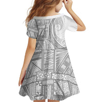 Tonga White Sunday Family Matching Short Sleeve Bodycon Dress and Hawaiian Shirt Lotu Tamaiti Ngatu Tribal - Polynesian Pride
