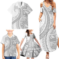Tonga White Sunday Family Matching Summer Maxi Dress and Hawaiian Shirt Lotu Tamaiti Ngatu Tribal - Polynesian Pride