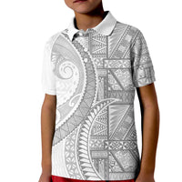 Tonga White Sunday Kid Polo Shirt Lotu Tamaiti Ngatu Tribal - Polynesian Pride