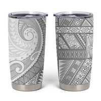 Tonga White Sunday Tumbler Cup Lotu Tamaiti Ngatu Tribal - Polynesian Pride