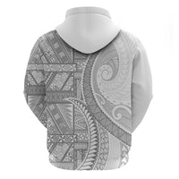 Tonga White Sunday Zip Hoodie Lotu Tamaiti Ngatu Tribal LT9 - Polynesian Pride