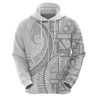 Tonga White Sunday Zip Hoodie Lotu Tamaiti Ngatu Tribal LT9 - Polynesian Pride