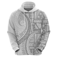 Tonga White Sunday Zip Hoodie Lotu Tamaiti Ngatu Tribal LT9 - Polynesian Pride