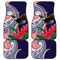 American Samoa Bald Eagle Personalized Car Mats Polynesian Teuila Flowers - Polynesian Pride
