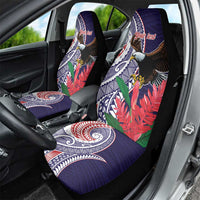 American Samoa Bald Eagle Personalized Car Seat Cover Polynesian Teuila Flowers - Polynesian Pride