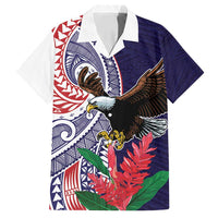 American Samoa Bald Eagle Personalized Family Matching Off Shoulder Maxi Dress and Hawaiian Shirt Polynesian Teuila Flowers - Polynesian Pride