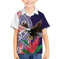 American Samoa Bald Eagle Personalized Family Matching Off Shoulder Maxi Dress and Hawaiian Shirt Polynesian Teuila Flowers - Polynesian Pride