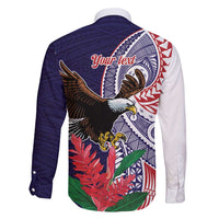 American Samoa Bald Eagle Personalized Family Matching Puletasi and Hawaiian Shirt Polynesian Teuila Flowers - Polynesian Pride