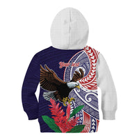 American Samoa Bald Eagle Personalized Kid Hoodie Polynesian Teuila Flowers LT9 - Polynesian Pride
