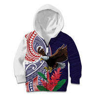 American Samoa Bald Eagle Personalized Kid Hoodie Polynesian Teuila Flowers LT9 Zip Hoodie Blue - Polynesian Pride