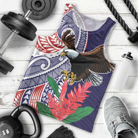 American Samoa Bald Eagle Personalized Men Tank Top Polynesian Teuila Flowers - Polynesian Pride