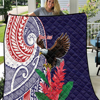 American Samoa Bald Eagle Personalized Quilt Polynesian Teuila Flowers - Polynesian Pride