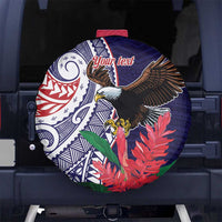 American Samoa Bald Eagle Personalized Spare Tire Cover Polynesian Teuila Flowers - Polynesian Pride