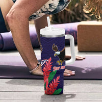American Samoa Bald Eagle Personalized Tumbler With Handle Polynesian Teuila Flowers - Polynesian Pride
