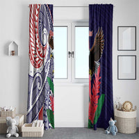 American Samoa Bald Eagle Personalized Window Curtain Polynesian Teuila Flowers - Polynesian Pride