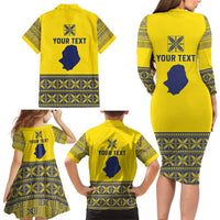 Niue Crab Personalised Family Matching Long Sleeve Bodycon Dress and Hawaiian Shirt Niuean Hiapo Pattern - Polynesian Pride