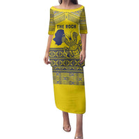 Niue Crab Personalised Family Matching Puletasi and Hawaiian Shirt Niuean Hiapo Pattern LT9 Mom's Dress Gold - Polynesian Pride