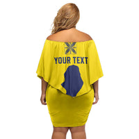 Niue Crab Personalised Off Shoulder Short Dress Niuean Hiapo Pattern - Polynesian Pride