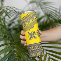 Niue Crab Personalised Skinny Tumbler Niuean Hiapo Pattern - Polynesian Pride