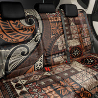 Vintage Samoa Siapo Mamanu Back Car Seat Cover Brown Samoan Tapa Motif - Polynesian Pride