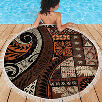 Vintage Samoa Siapo Mamanu Beach Blanket Brown Samoan Tapa Motif LT9 - Polynesian Pride