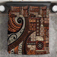 Vintage Samoa Siapo Mamanu Bedding Set Brown Samoan Tapa Motif - Polynesian Pride