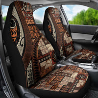 Vintage Samoa Siapo Mamanu Car Seat Cover Brown Samoan Tapa Motif - Polynesian Pride