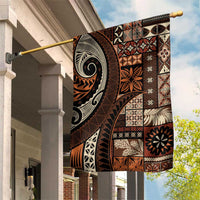 Vintage Samoa Siapo Mamanu Garden Flag Brown Samoan Tapa Motif - Polynesian Pride
