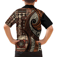 Vintage Samoa Siapo Mamanu Hawaiian Shirt Brown Samoan Tapa Motif LT9 - Polynesian Pride