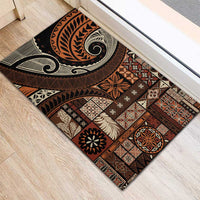 Vintage Samoa Siapo Mamanu Rubber Doormat Brown Samoan Tapa Motif LT9 - Polynesian Pride