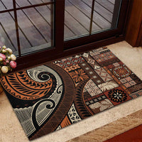 Vintage Samoa Siapo Mamanu Rubber Doormat Brown Samoan Tapa Motif LT9 - Polynesian Pride