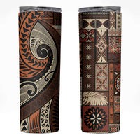 Vintage Samoa Siapo Mamanu Skinny Tumbler Brown Samoan Tapa Motif - Polynesian Pride