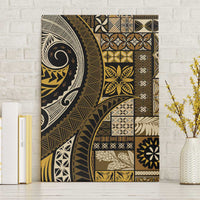 Vintage Samoa Siapo Mamanu Canvas Wall Art Gold Samoan Tapa Motif LT9 Without Frame Gold - Polynesian Pride