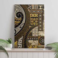 Vintage Samoa Siapo Mamanu Canvas Wall Art Gold Samoan Tapa Motif LT9 - Polynesian Pride