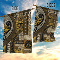 Vintage Samoa Siapo Mamanu Garden Flag Gold Samoan Tapa Motif - Polynesian Pride