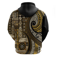 Vintage Samoa Siapo Mamanu Hoodie Gold Samoan Tapa Motif - Polynesian Pride