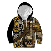 Vintage Samoa Siapo Mamanu Kid Hoodie Gold Samoan Tapa Motif LT9 Hoodie Gold - Polynesian Pride