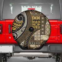 Vintage Samoa Siapo Mamanu Spare Tire Cover Gold Samoan Tapa Motif - Polynesian Pride