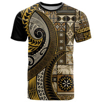 Vintage Samoa Siapo Mamanu T Shirt Gold Samoan Tapa Motif - Polynesian Pride