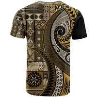 Vintage Samoa Siapo Mamanu T Shirt Gold Samoan Tapa Motif - Polynesian Pride