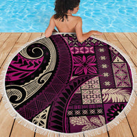 Vintage Samoa Siapo Mamanu Beach Blanket Pink Samoan Tapa Motif LT9 - Polynesian Pride
