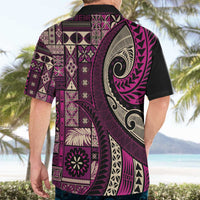 Vintage Samoa Siapo Mamanu Hawaiian Shirt Pink Samoan Tapa Motif LT9 - Polynesian Pride