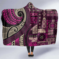 Vintage Samoa Siapo Mamanu Hooded Blanket Pink Samoan Tapa Motif - Polynesian Pride
