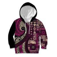 Vintage Samoa Siapo Mamanu Kid Hoodie Pink Samoan Tapa Motif LT9 Hoodie Pink - Polynesian Pride