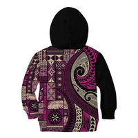 Vintage Samoa Siapo Mamanu Kid Hoodie Pink Samoan Tapa Motif LT9 - Polynesian Pride