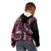 Vintage Samoa Siapo Mamanu Kid Hoodie Pink Samoan Tapa Motif LT9 - Polynesian Pride