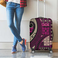 Vintage Samoa Siapo Mamanu Luggage Cover Pink Samoan Tapa Motif - Polynesian Pride