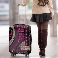 Vintage Samoa Siapo Mamanu Luggage Cover Pink Samoan Tapa Motif - Polynesian Pride