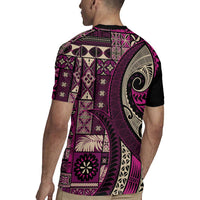 Vintage Samoa Siapo Mamanu Rugby Jersey Pink Samoan Tapa Motif LT9 - Polynesian Pride